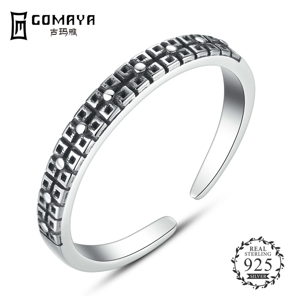

GOMAYA Simple Rings 925 Sterling Silver Ring Adjustable Size Finger For Women Girls Jewelry