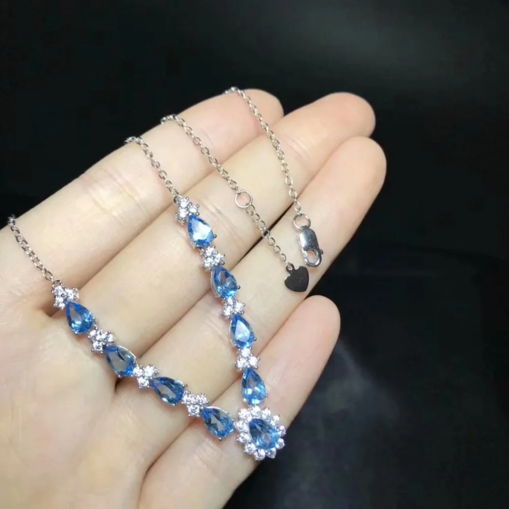 

925 silver inlaid with natural Topstone necklace Birthday gift for dinner A hundred style Send your mother to your lover.