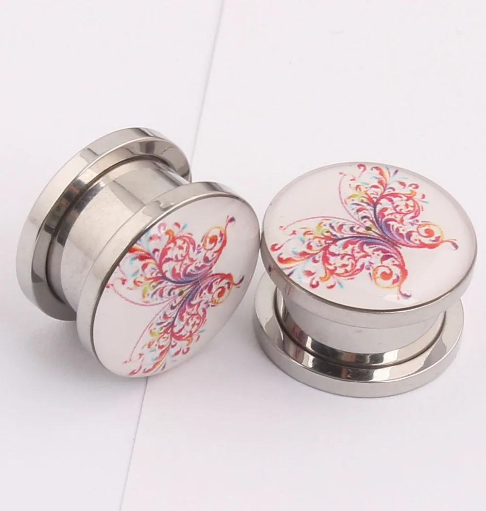 1pair butterfly Ear Expander body piercing Jewelry Stainless Steel