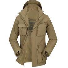 Уличная Мужская зимняя одежда теплая утепленная куртка с несколькими карманами Мужская ветрозащитная Водонепроницаемая Съемная одежда с рукавами Походное пальто