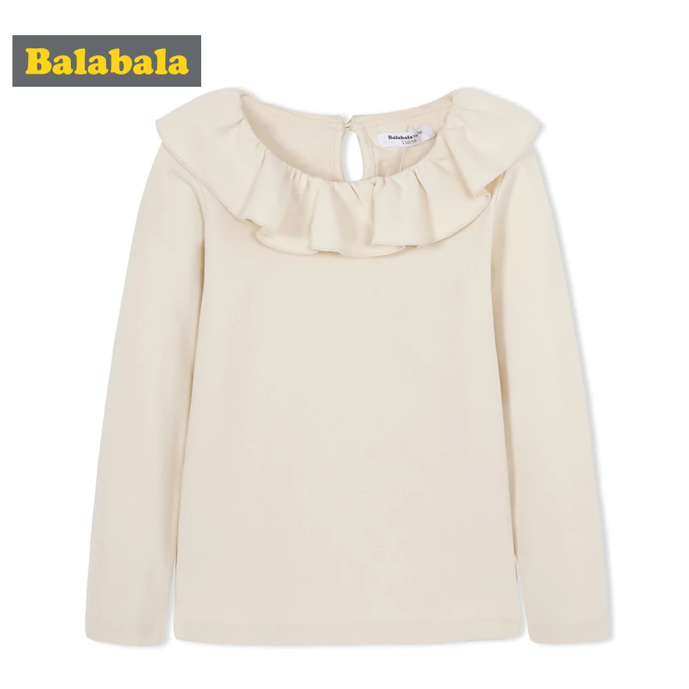 Balabala/осенние футболки для девочек; футболка с оборками и длинными рукавами для девочек-подростков; одежда для малышей; детская одежда