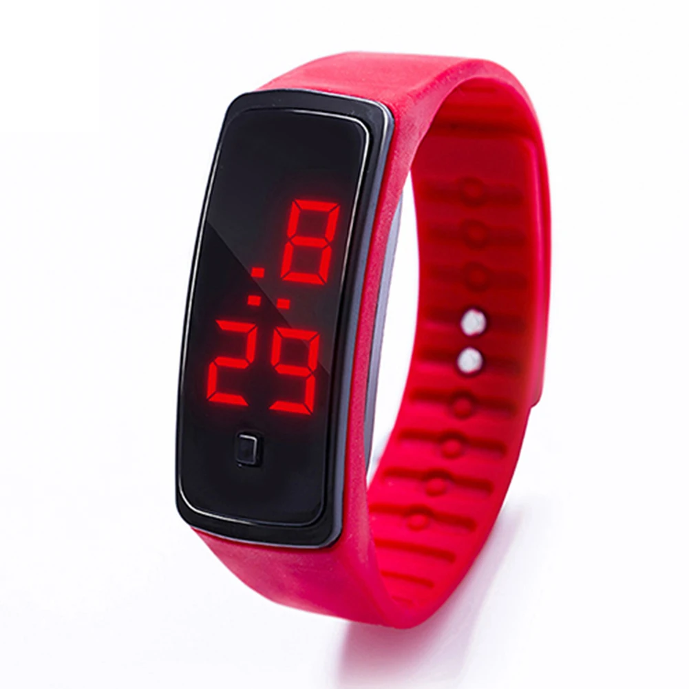  Fashion Men Women Casual Sports Bracelet Watches LED Electronic Digital Candy Color Silicone Wrist Watch for Children Kids
