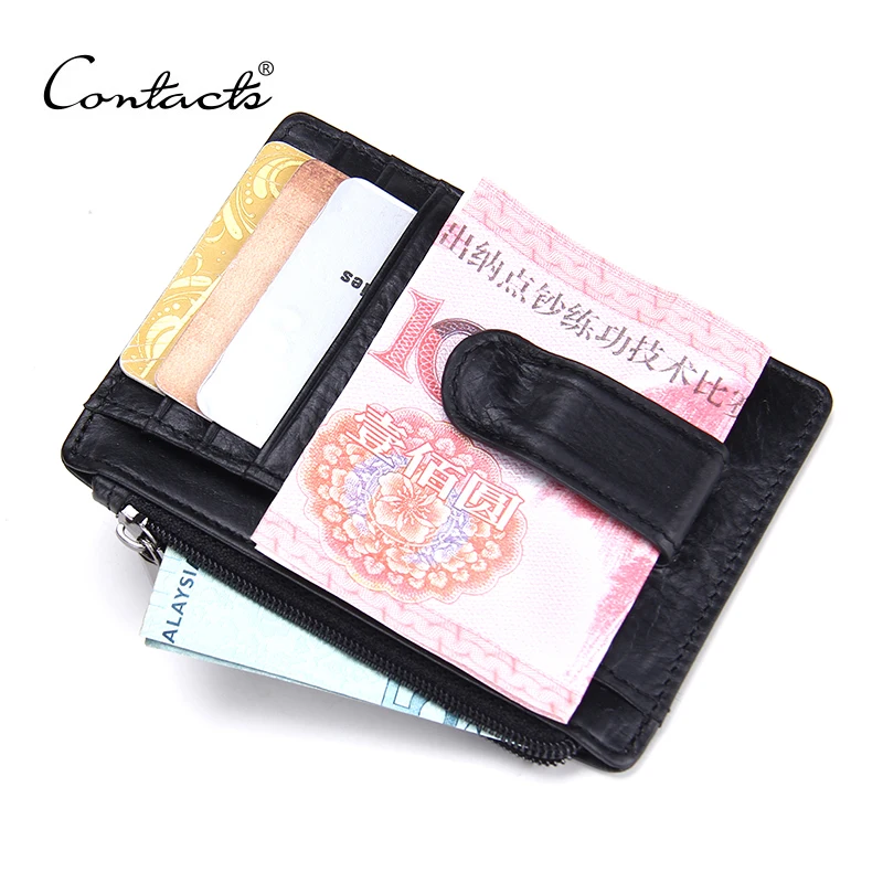 

Fashion New Design High Quality Genuine Leather Money Clips Multi ID Hoder Photo Bit Men Wallets With Zipper Coins Pocket Wallet