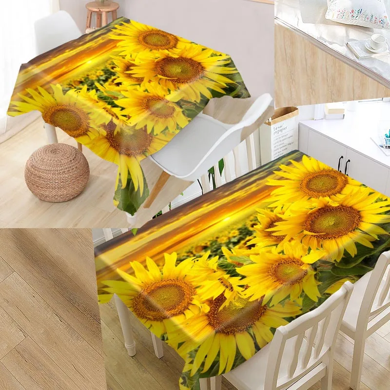 Custom Sunflower 3d Modern Dustproof Tablecloth High Quality Print Forest Tablecloth Everything