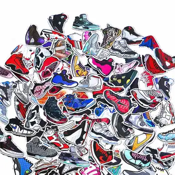 

100PCS Basketball Sneakers Sticker for Kids Laptop Car Decal Fridge Skateboard Fashion Jordan Graffiti Cool Waterproof Stickers