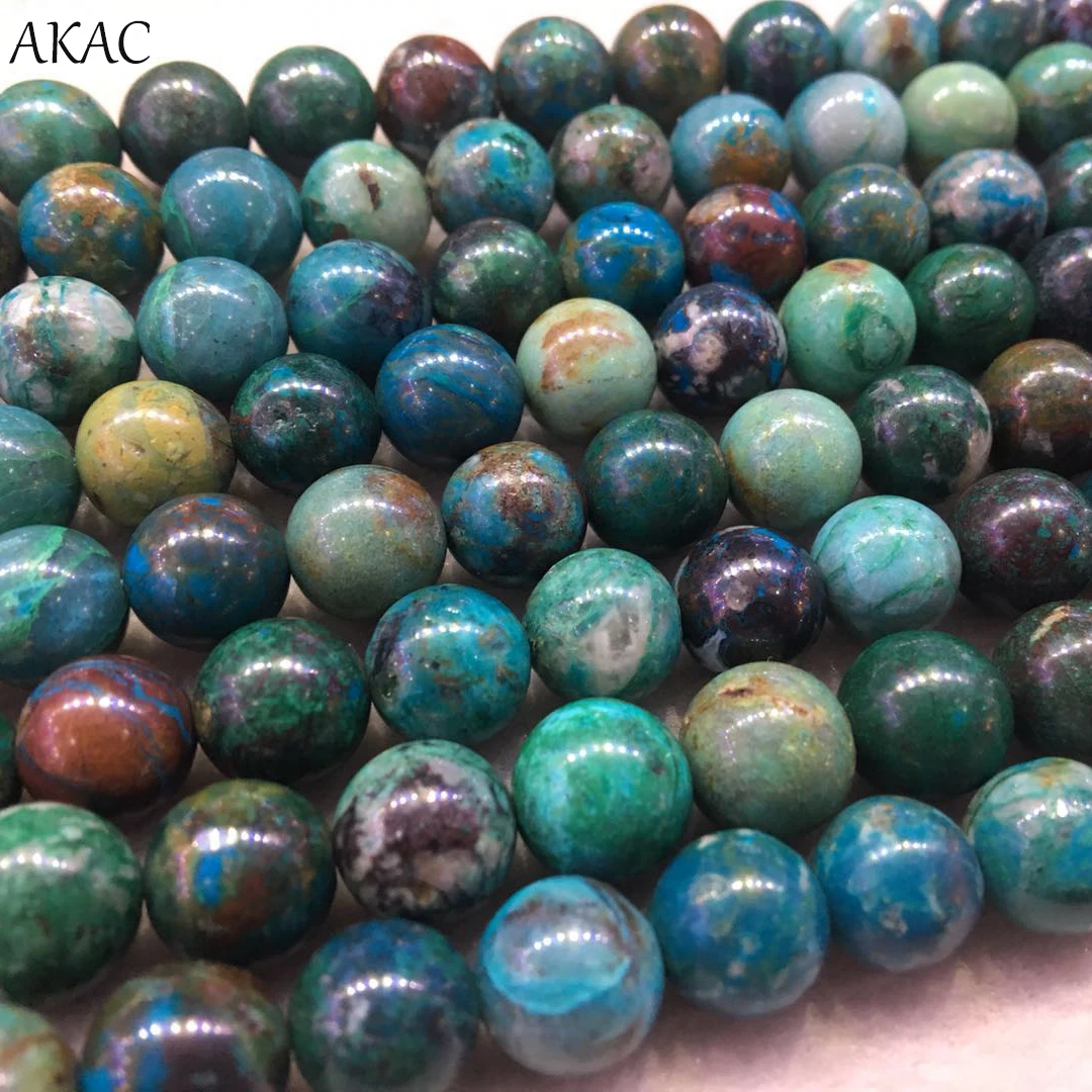 

AKAC natural chrysocolla loose beads 6/8/10/12mm for jewelry diy making bracelet anklet necklace wholesale