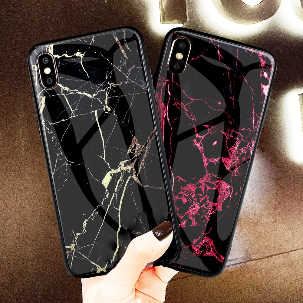 Jetjoy Luxury Marble Tempered Glass Case Bumper Shell Full Cover Glossy Hard Fashion For Apple iPhone 6/7/8/8 Plus/X/XR/XS Max | Мобильные