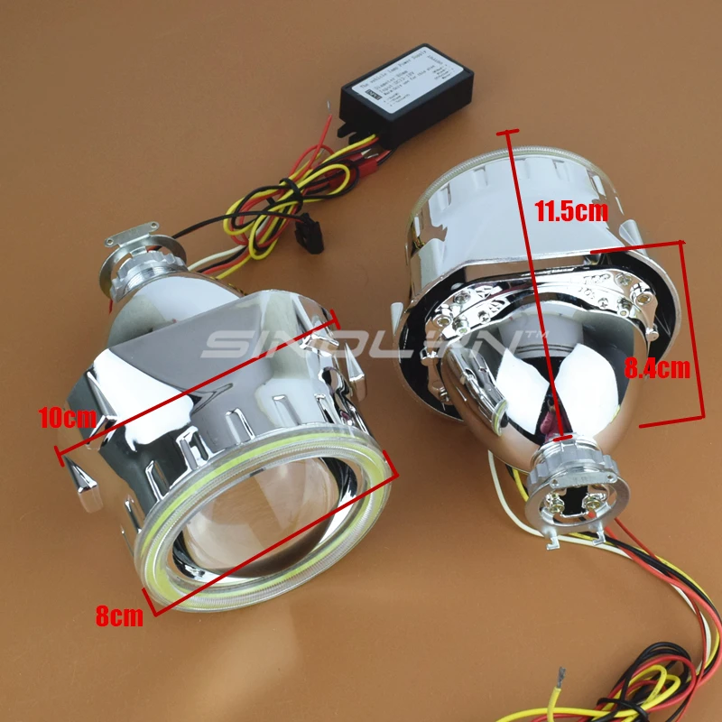 SINOLYN 2.5 بوصة COB LED الملاك الشيطان عيون DRL HID ثنائية زينون مصباح أمامي للسيارة العارض عدسة كشافات العدسات التحديثية ضبط DIY SINOLYN 2.5 بوصة COB LED الملاك الشيطان عيون DRL HID ثنائية زينون مصباح أمامي للسيارة العارض عدسة كشافات العدسات التحديثية ضبط DIY
