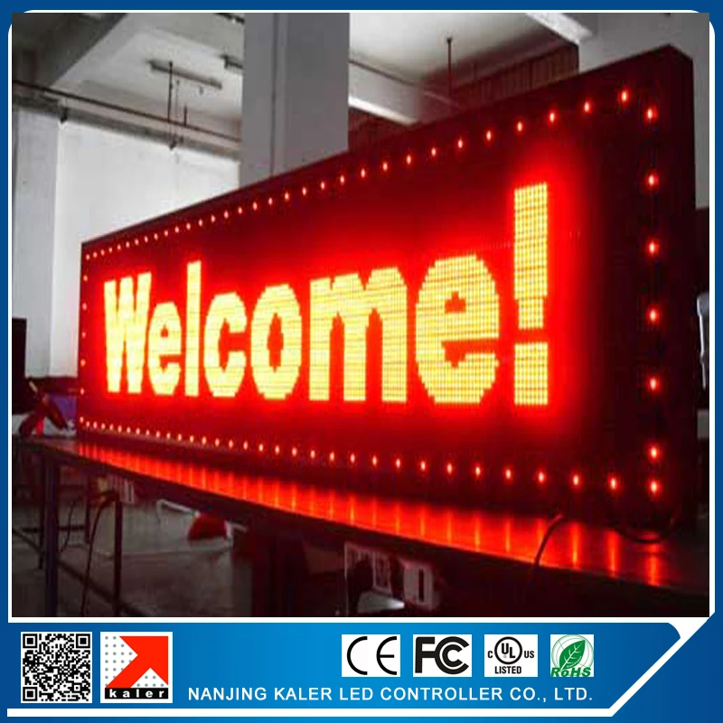 

Free shipping CE approved outdoor programmable led screen 40*136cm led display p10 red programmable and scrolling led sign