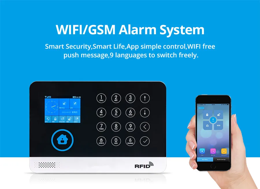 FUERS WG11 wifi GSM беспроводная домашняя система охранной сигнализации приложение управление сирена RFID PIR детектор движения датчик дыма DIY комплект