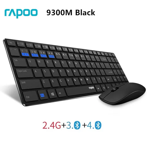 Rapoo 9300 м Multi-mode молчат тонкий Беспроводной клавиатура Мышь Combo Bluetooth 3,0 и 4,0 РФ 2,4 г переключатель между 3 устройств связи - Цвет: Black