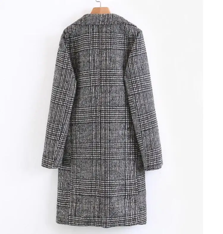 Femmes Classique Laine Manteau Long Checker Manteaux Plaid 2017 Hiver aqH5xRa