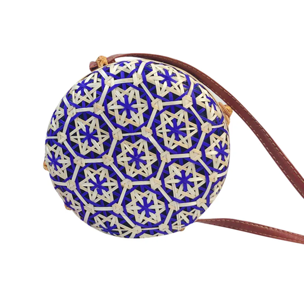 

Woman Bag Circle Handwoven Bali Round Retro Rattan Straw Beach Multicolor Crossbody schoudertas dames torebka damska shopper