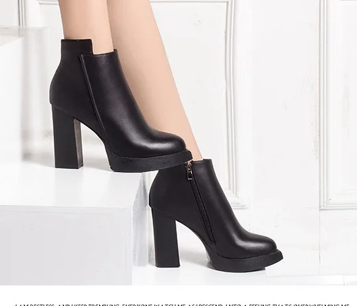

2018Drop Shipping Sexy High Heels Shoes Woman Female Round Toe Boots Thick Heel Platform Women Shoes Ankle Boots