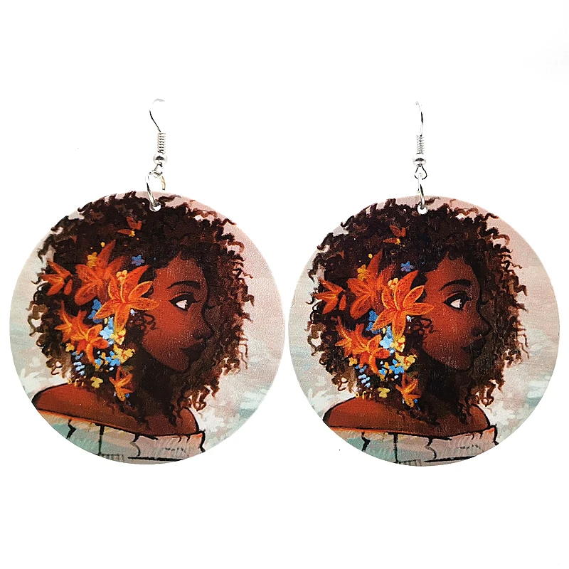 

YD&YDBZ Fashion Wood Earrings For Women Sexy Ladies Printing Big Drop Earrings Harajuku Gothic Ethnic Style Jewelry Party Gifts