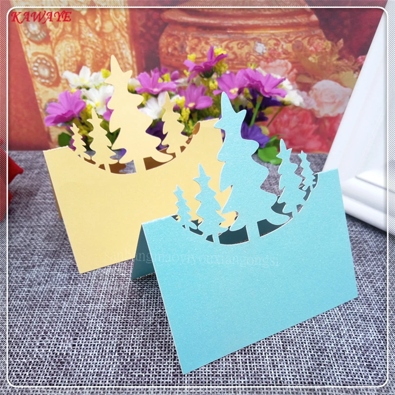 

50Pcs Laser Cut Christmas Tree Table Name Cards Place Cards Wedding Party Table Decoration Wedding Favors Decoration 5ZZ02
