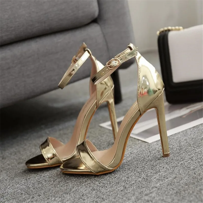 

Shoes women's Shoes Sandals With Buckle High Heels Gold And Silver Wedding Shoes Large Size 43 ZL-300-7