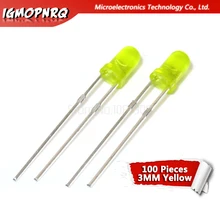 100 шт. желтый свет-излучающие диоды с желтой Включите свет желтый 3 мм led