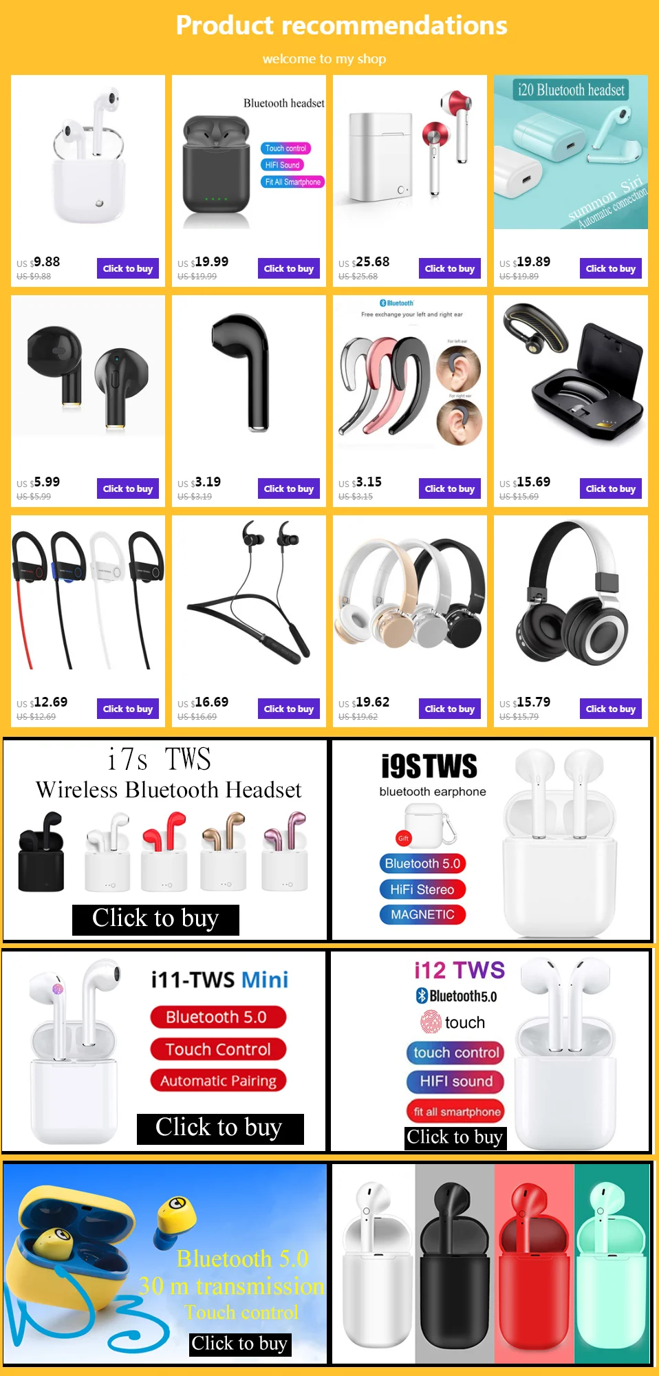 I7s TWS sports running outdoor true stereo music bluetooth headset i7s TWS is suitable for iphone and android phones