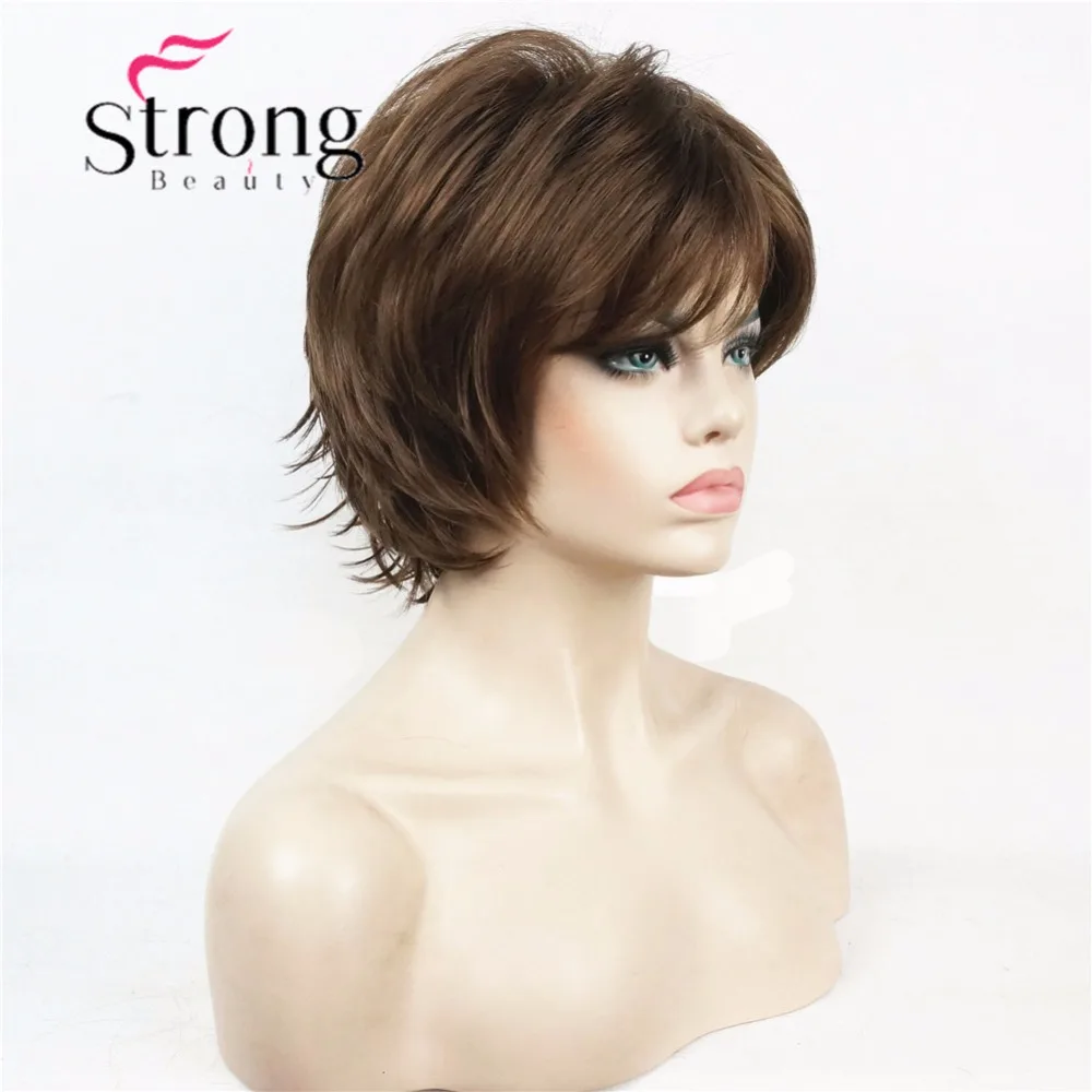 StrongBeauty короткий слоистый лохматый медный красный полный синтетический парик женские парики выбор цвета