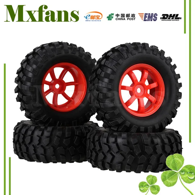 Best Offers Mxfans RC 1:10 Rock Crawler Plastic 7 Spoke Wheel Rims Rubber Tyres Tires