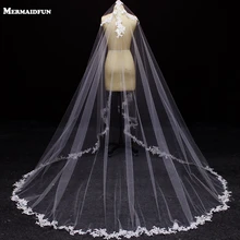 Белый Кот Тюль 3 М длинные один Слои аппликация Край свадебная фата Элегантные новые модные свадебные аксессуары горячие Фаты и Свадебные вуали