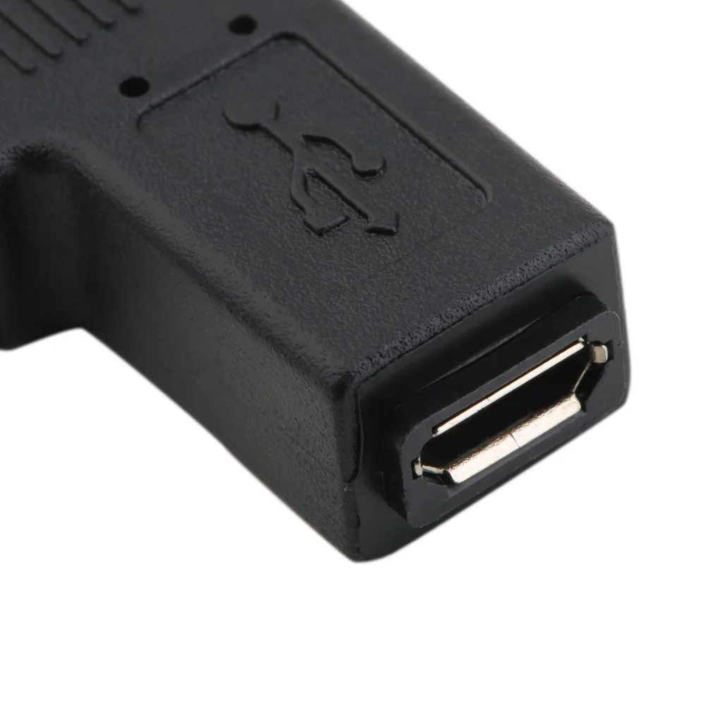 Black Light Weight Mini 5 Pin Male to Micro USB 5 Pin Female 90 Degrees Left 5