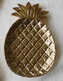 Домашний декор рельефные тарелки золотой поднос в виде листа украшения в виде ананаса тарелки для хранения фруктов поднос блюда керамические тарелки для еды - Цвет: Gold pineapple 20cm