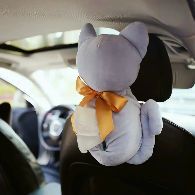 かわいい漫画猫バックフィギュア固定カーシートティッシュぬいぐるみ猫シャドウ車アクセサリーベビーカー用シート Aliexpress