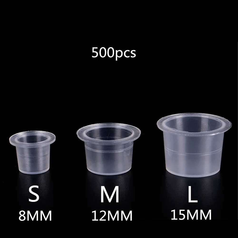 500/1000 PCS Plastic Disposable Microblading Tattoo Ink Cups S/M/L Permanent Makeup Pigment Clear Holder Container Cap 100 pcs disposable microblading steady plastic tattoo ink cups 4 sizes permanent makeup pigment clear holder container cap