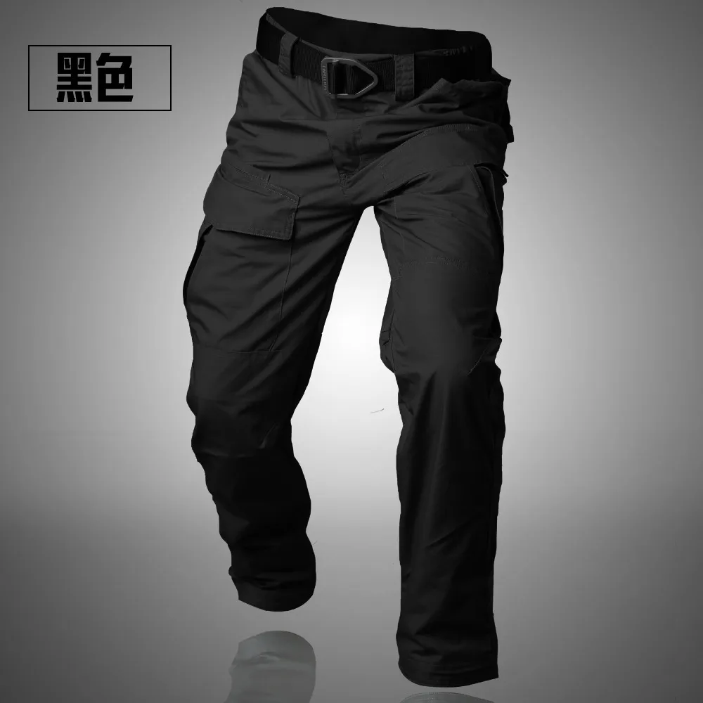 Тактические Брюки карго мужские военные брюки SWAT Пейнтбол армейский солдат боевые брюки много карманов рабочие брюки - Цвет: BLACK