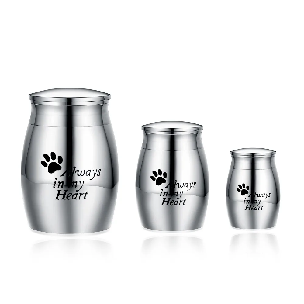 

Small Decorative Memorial Keepsake Cremation Urns Jar For Human Pet Ashes-Waterproof Stainless Steel Pendant Always in My Heart