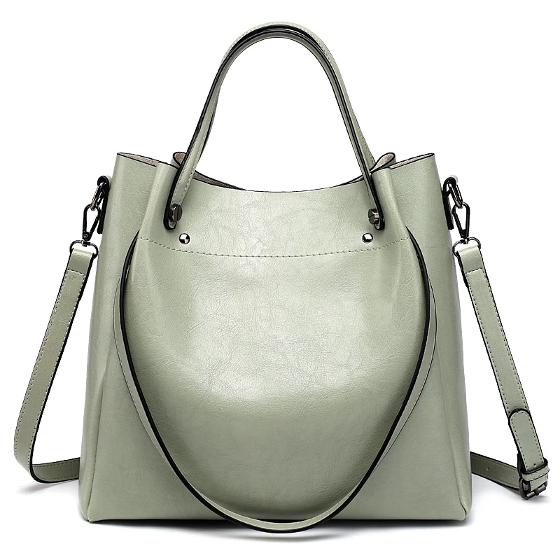 Модная роскошная женская сумка-мессенджер, большая вместительность, простая дамская сумка для офиса, женские кожаные сумки, сумка-мешок с верхней ручкой - Цвет: light grey