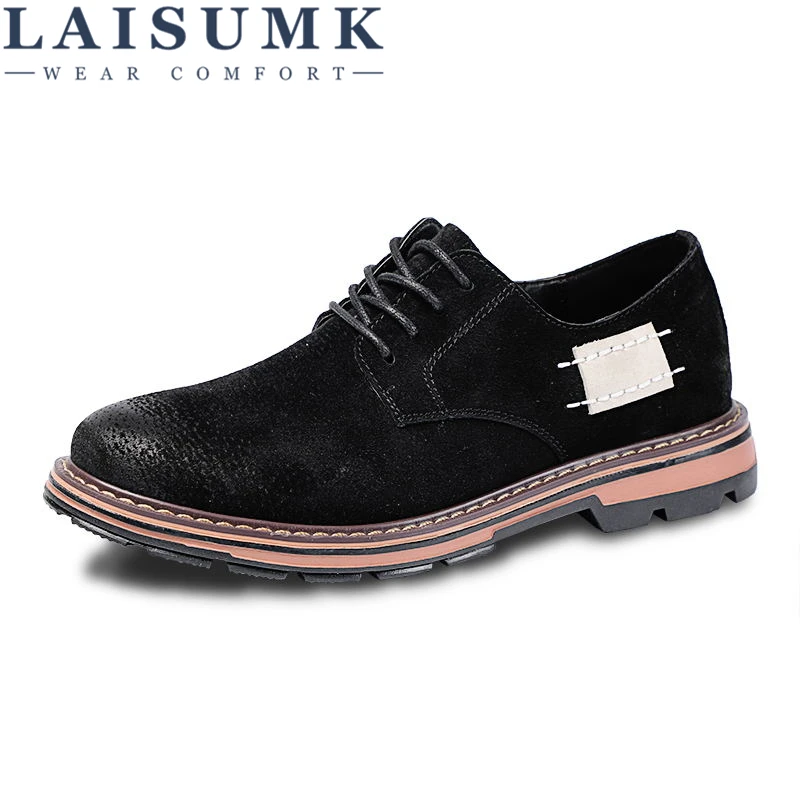 

LAISUMK New Fashion Men Spring And Autumn Shoes Solid Color Boots Males Antiskid Bottom Keep Warm Lace Up Round Head Shoes