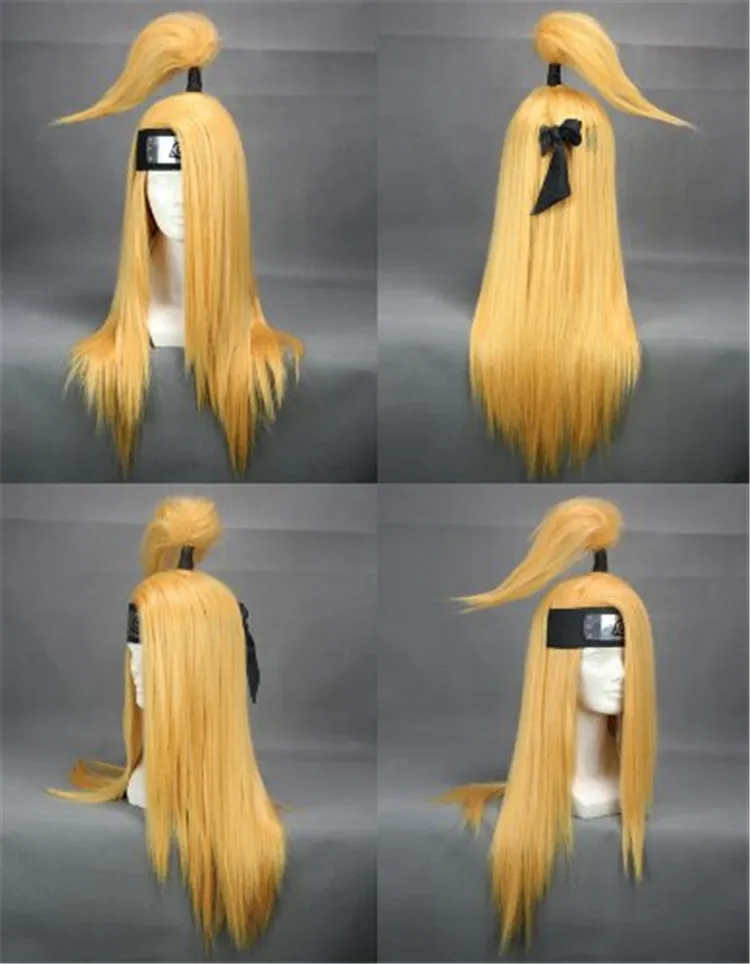 Naruto; deidara 60 см длинные прямые золотисто-желтые термостойкие косплей костюм парик