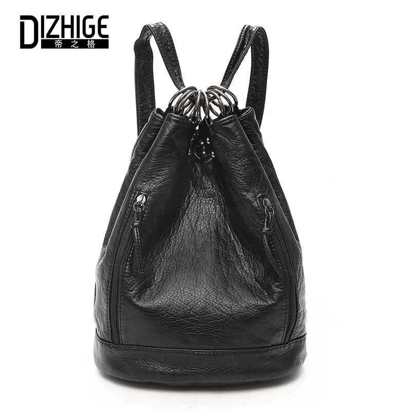 

DIZHIGE Brand Pu Leather Women Backpack Vintage Black Shoulder Bag For Girls Fashion Multi-purpose Mochilas Feminina Bag 2018