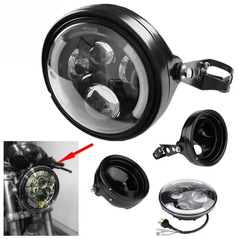 7Inch Refit Round Motorcycle H4 Headlight Headlamp with font b Lamp b font Housing and Headlight