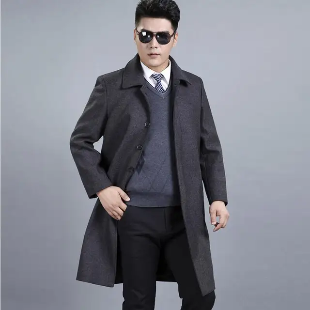 Mens Wool Winter Coats Middle Aged Fashion Classic Men