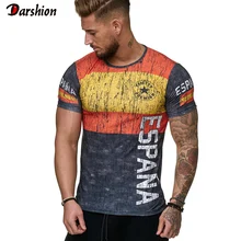 Camiseta estampada 3D más nueva de verano camiseta Casual Camiseta Masculina de manga corta ajustada de verano Camisetas de cuello redondo camiseta de fútbol bandera de España de moda