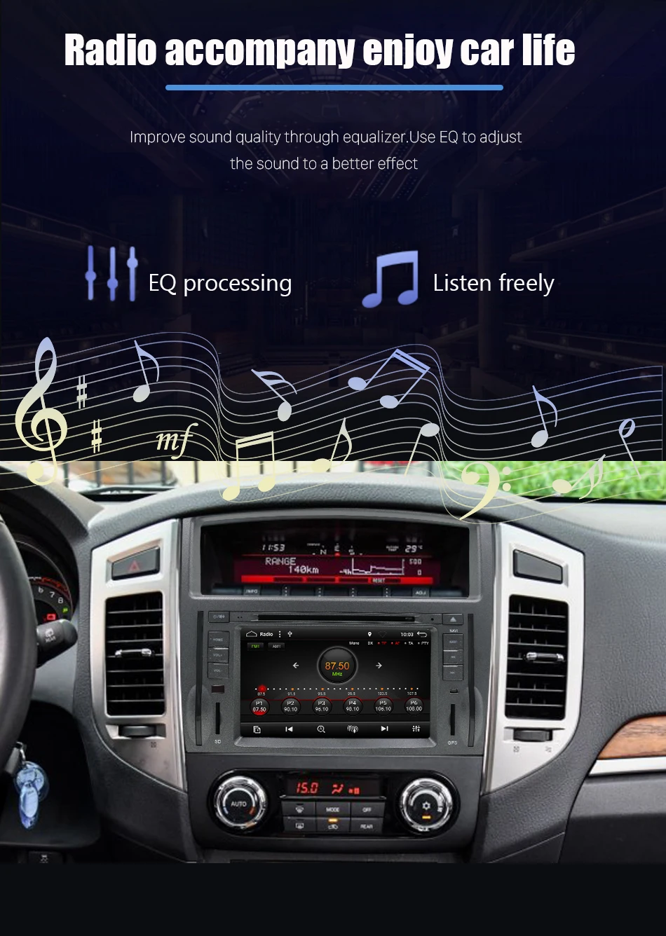 Flash Deal Eunavi 7" 2Din Android 9.0 2G+32G 8Core Steering-Wheel For MITSUBISHI PAJERO V97 Car Multimedia Player Fast Boot GPS+Glonass 12