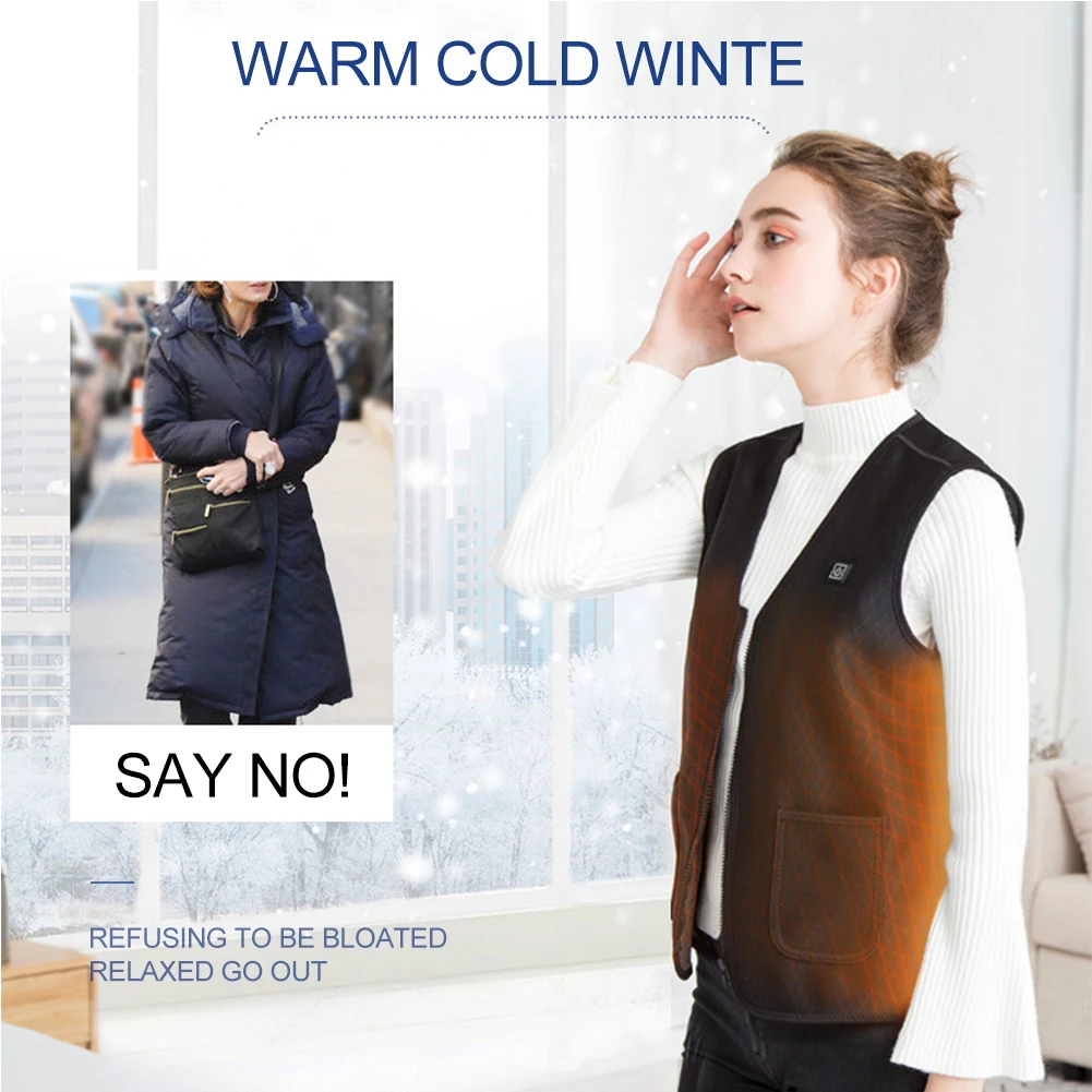 

New USB Heater Vest Heating Winter Clothes Women Thermal Outdoor Sleeveless Vest Heated Jacket Hunting Hiking Climbing Fishing
