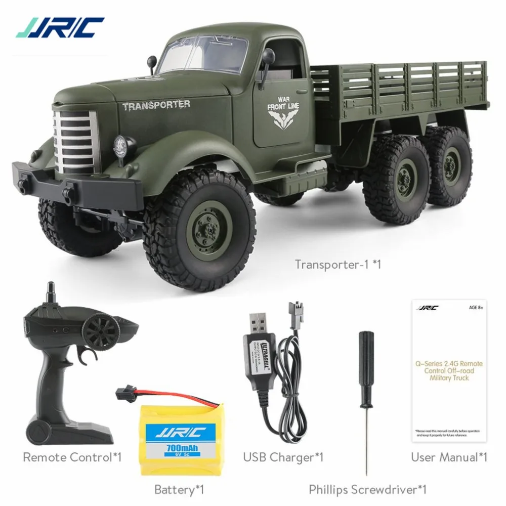 

JJRC Q60 2.4G RC 1:16 Machine Remote Control 6 Wheel Drive Tracked Off-Road Military RC Truck Electric Toy for Children