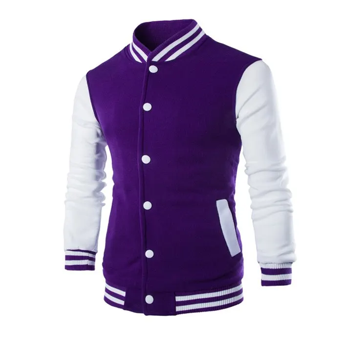 Новинка, Мужская/мужская бейсбольная куртка, модный дизайн, цвет красного вина, мужская приталенная университетская куртка, Мужская брендовая стильная куртка - Цвет: W68 purple