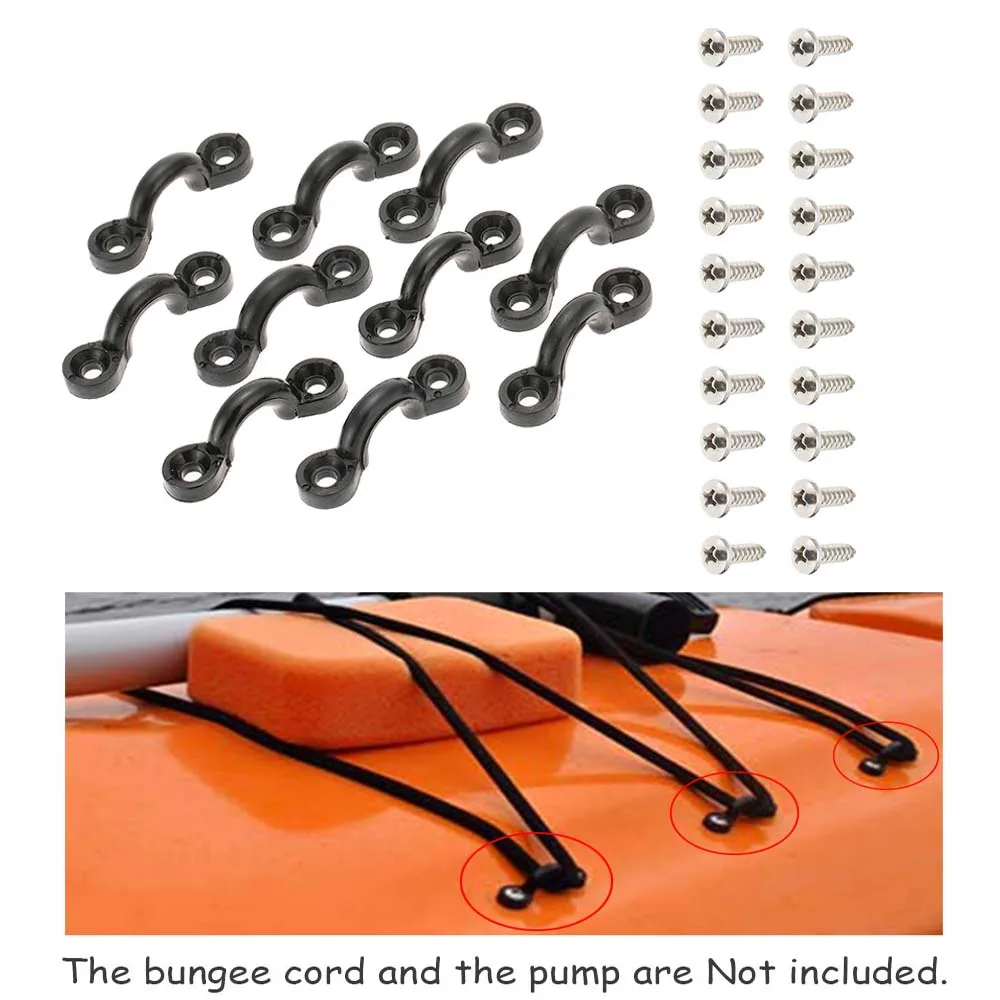 Newest 10pcs Nylon Bungee Deck Loops Tie Down Pad Eye with 20 Screws