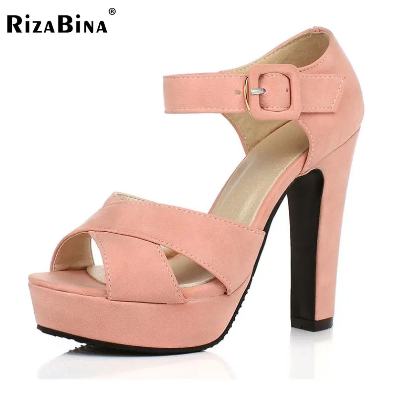Peep Toe Ankle Strap Thick High Heel Sandals Platform Ladies Shoes Women Brand Dress Footwear Sandal