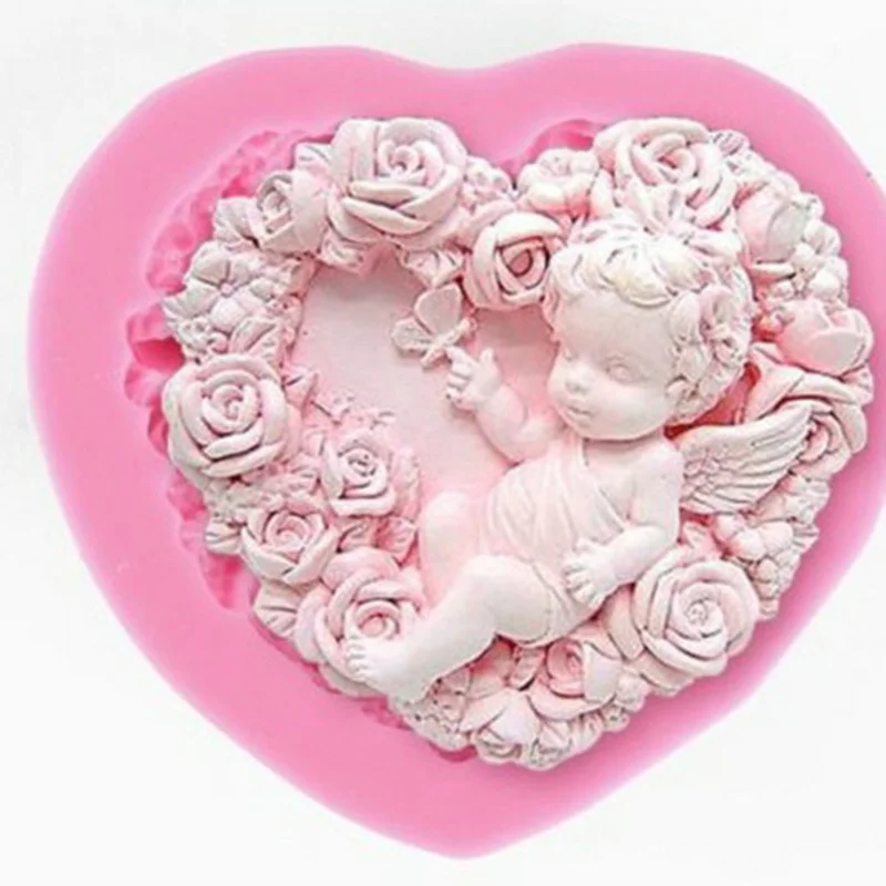 

Silicone Angel Rose Boy Soap Mold 3D Craft Art Chocolate Molds DIY Handmade Fondant Candle Moulds 9.2*8.5*4.2cm