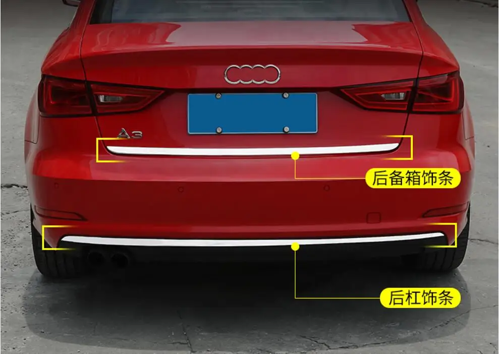 

JINGHANG Car stainless steel Rear door tailgate frame Bottom trunk plate trim hoods Fit For Audi A3 Sedan 2013 2014 2015 2016