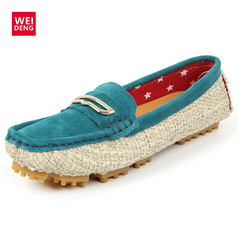 

2016 New Yuppie Look Genuine Leather Casual Moccasin Smoking Linen Cloth Fashion Gommino Moccasin Loafers Driving Flat Shoes