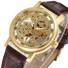 Winner Watches Men Low Price High Quality Mechanicanl Watch Male Dress Watch Luxury Brand Leather Band Golden Skeleton Watch