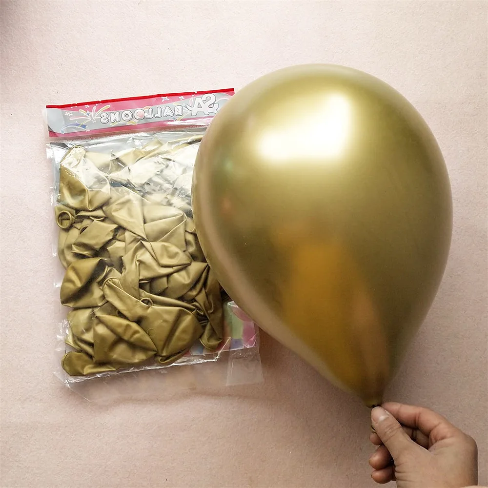 10pcs 12inch New Chrome Metallic Latex Balloons Thick Metallic Globos Inflatable Helium Balloon Birthday Party Decoration Ballon